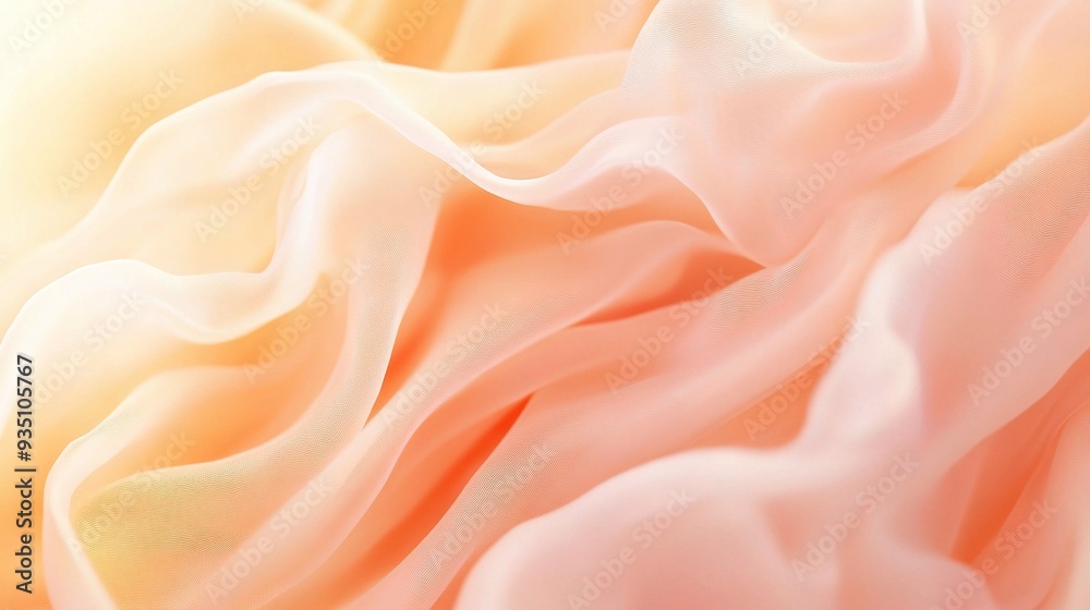 Obraz premium Peach Dream: Soft, flowing peach-colored fabric drapes elegantly, evoking a sense of delicate beauty and tranquility. 