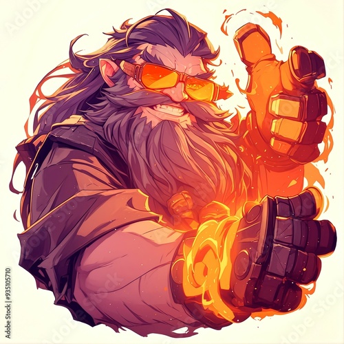 A Fiery-Fisted, Long-Bearded Man With Goggles photo