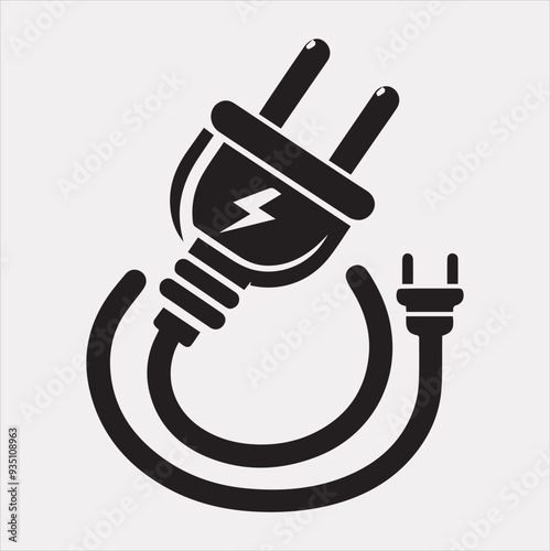 Electric plug icon Vector silhouette icon on a white background