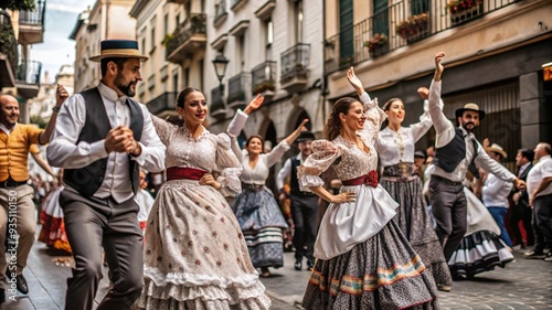 Wallpaper Mural Málaga Feria Festival, the streets are filled with people wearing traditional clothes and dancing happily, Torontodigital.ca