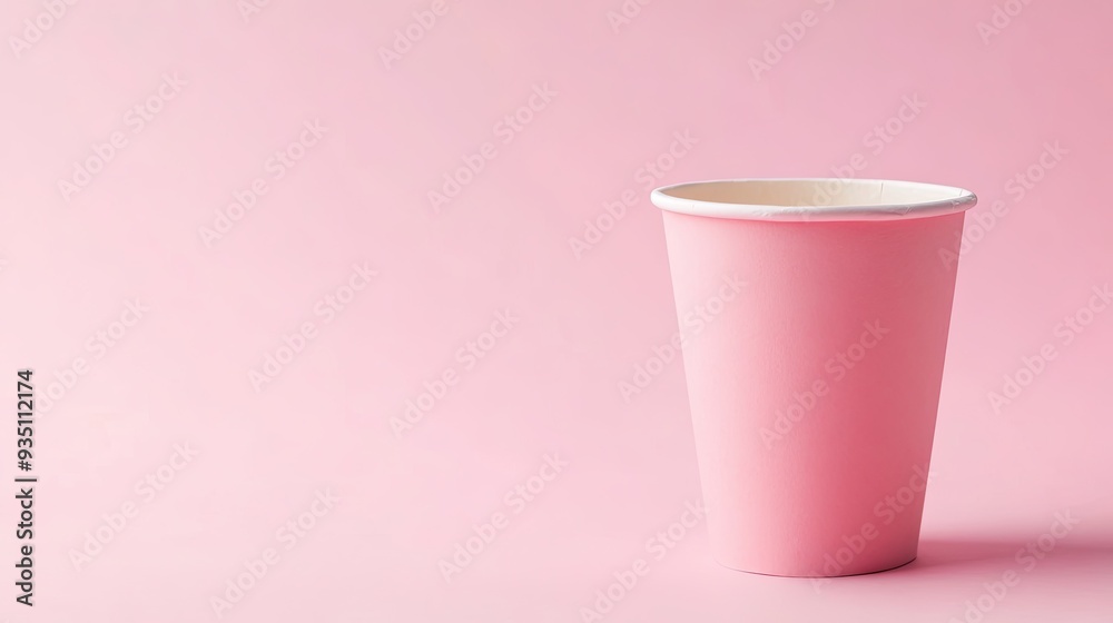 Pink paper cup on pink background. Perfect for branding, product mockups, or lifestyle photography. Pink paper cup on pink background. Perfect for branding, product mockups, or lifestyle photography.