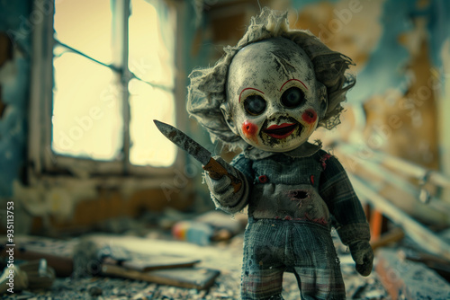 Killer Doll Possessed by Evil Spirit Wields Knife with Psychopathic Glee, Bringing Halloween Horror to Life