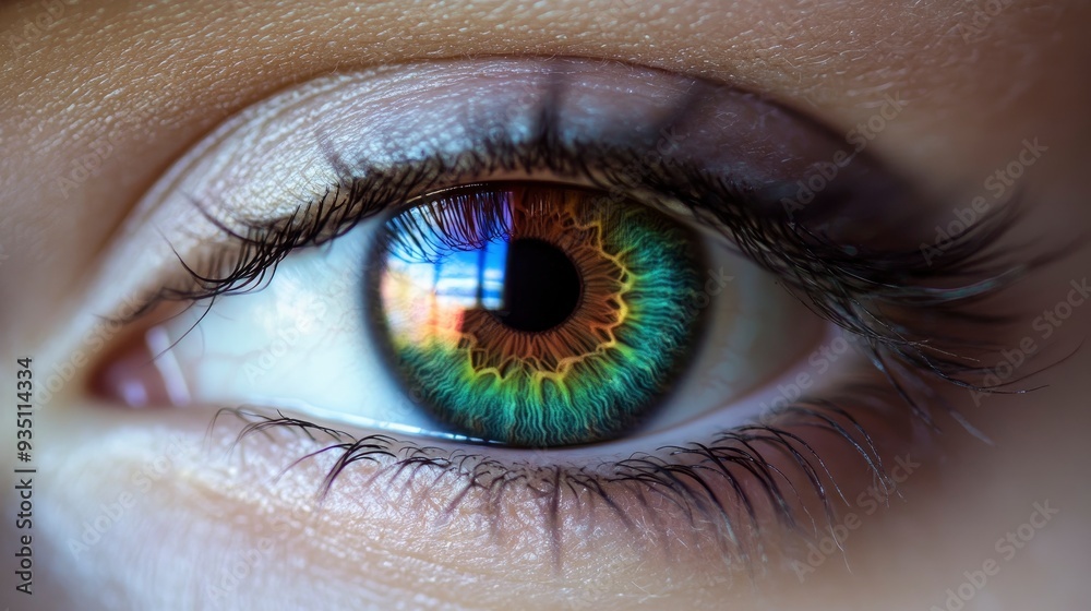 Fototapeta premium Eye With Rainbow Colors with generative ai
