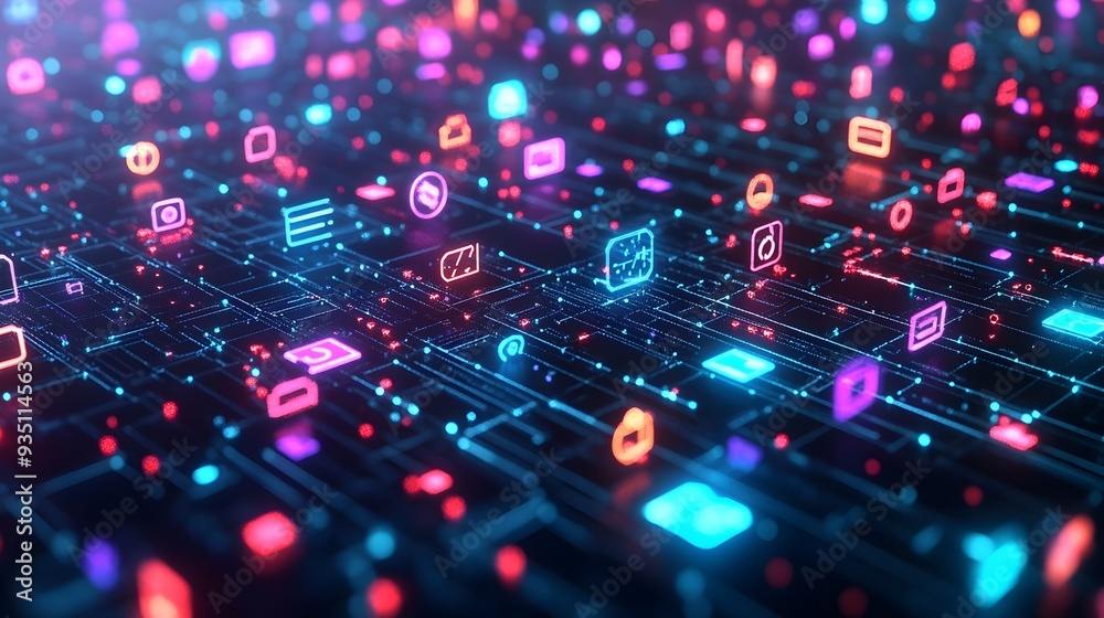 Vibrant Digital Landscape of Interconnected Technology and Data Vibrant Digital Landscape of Interconnected Technology and Data