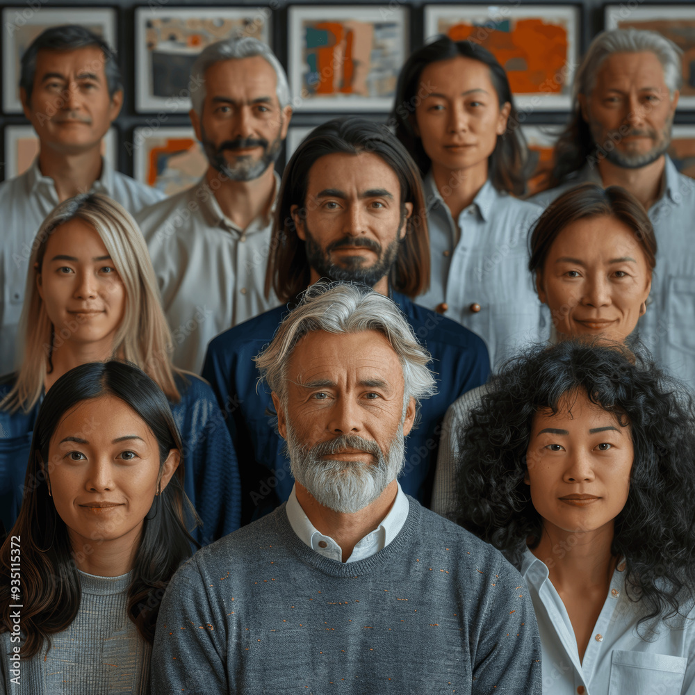 Diverse Group Of People Standing Together In Front Of Framed Artwork Diverse Group Of People Standing Together In Front Of Framed Artwork