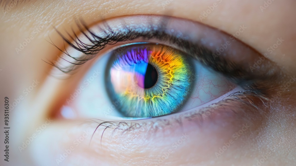 Fototapeta premium Eye With Rainbow Colors with generative ai