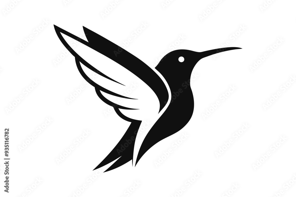 Obraz premium Hamming bird silhouette vector illustration