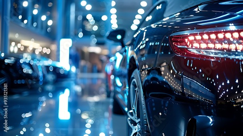 Obraz na płótnie Elegant luxury vehicles on display in a high end setting with bright contemporary lights w salonie