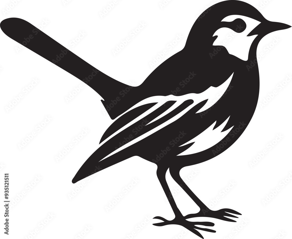 Fototapeta premium Magpie logo. Isolated magpie on white background. Vector seamless pattern of hand drawn doodle sketch colored magpie bird isolated on white background