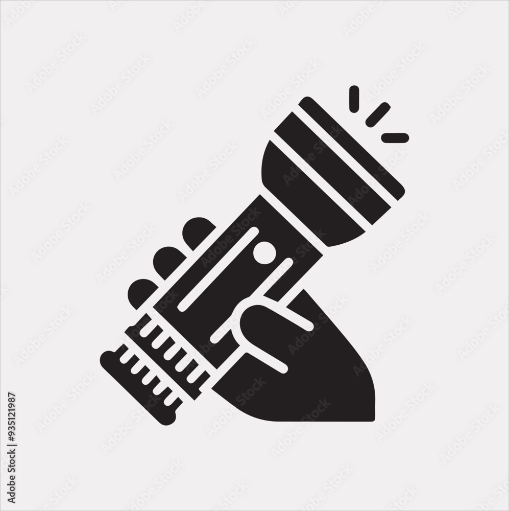 flashlight icon Vector silhouette illustration icon on a white background