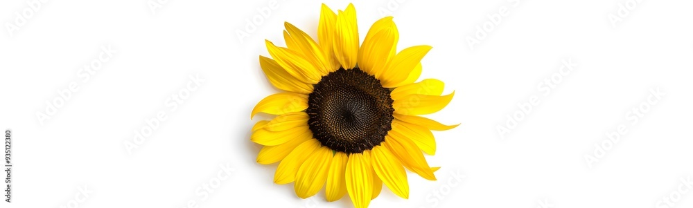 Ripe sunflower with yellow petals and dark middle, isolated on white background. Ripe sunflower with yellow petals and dark middle, isolated on white background.