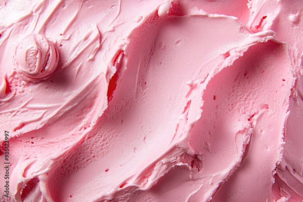 Close-up of pink ice cream. Perfect for a food blog, recipe, or dessert advertisement. Close-up of pink ice cream. Perfect for a food blog, recipe, or dessert advertisement.