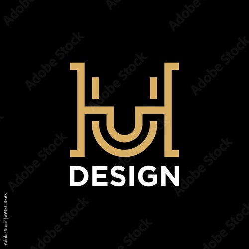 hu or uh luxury monogram logo design photo