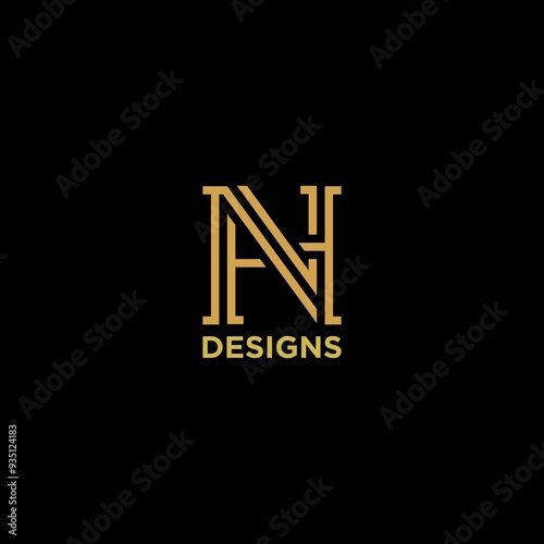 letter nh or hn luxury monogram logo design photo