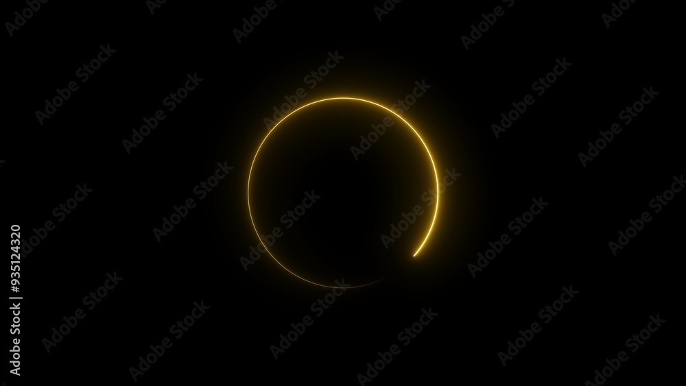 Abstract neon glowing circle frame loading background illustration.