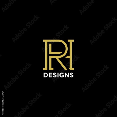 letter rh or hr luxury monogram logo design inspiration