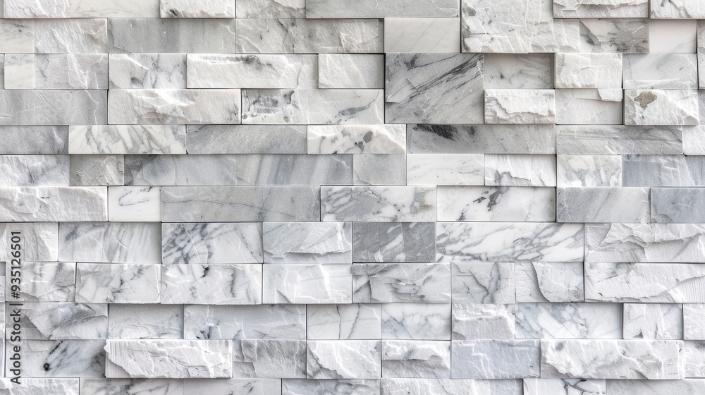 Fototapeta premium White marble bricks wall for background , seamless marble tile wall pattern , for Interiors design. High resolution , ai