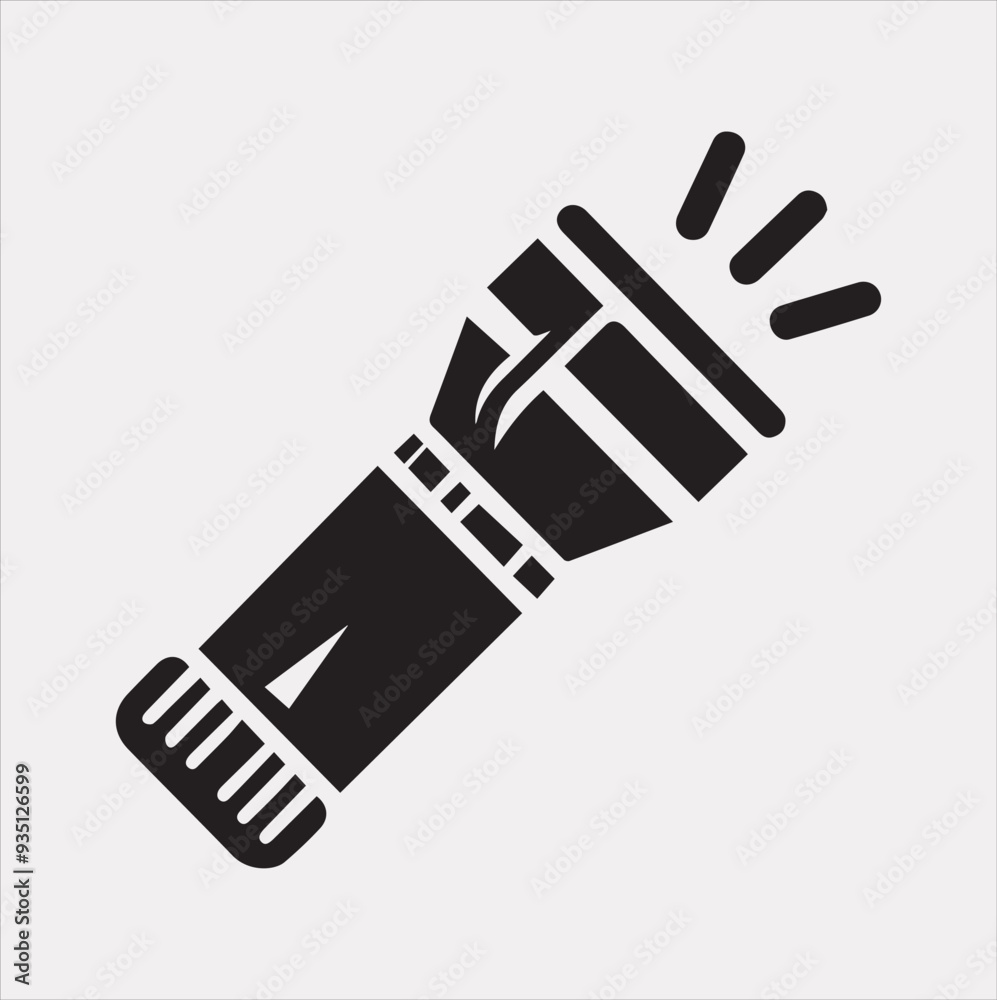flashlight icon Vector silhouette illustration icon on a white background flashlight icon Vector silhouette illustration icon on a white background