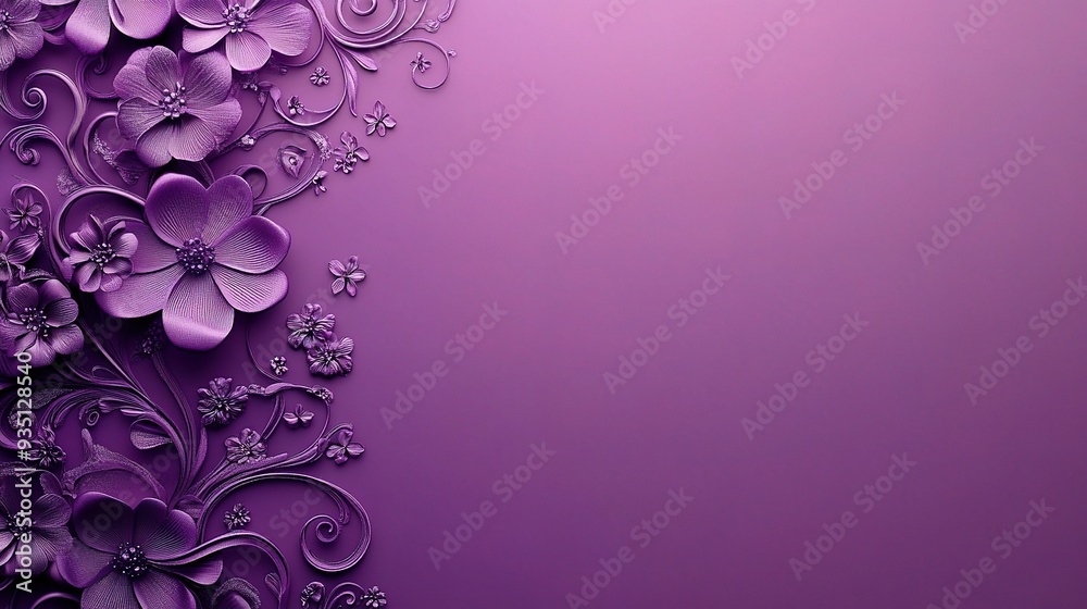 Purple Floral Elegance: 3D rendered floral border on a textured purple background, offering a sophisticated and feminine touch for designs. Purple Floral Elegance: 3D rendered floral border on a textured purple background, offering a sophisticated and feminine touch for designs.