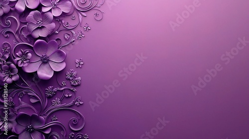 Purple Floral Elegance: 3D rendered floral border on a textured purple background, offering a sophisticated and feminine touch for designs. 