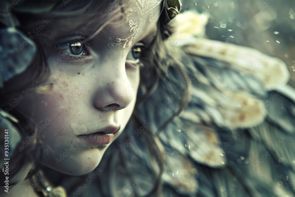 A detailed view of a fairy with striking white hair, highlighting her enchanting expression and magical aura, A little heavenly being with sparkling eyes and a serene demeanor, AI generated A detailed view of a fairy with striking white hair, highlighting her enchanting expression and magical aura, A little heavenly being with sparkling eyes and a serene demeanor, AI generated