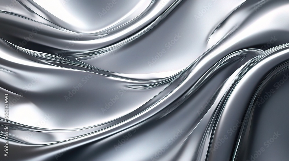 Liquid Silver Symphony: Abstract chrome waves flow seamlessly in an elegant and modern design element. Liquid Silver Symphony: Abstract chrome waves flow seamlessly in an elegant and modern design element.