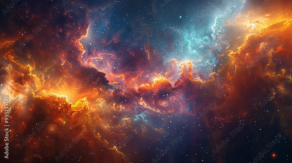 Fototapeta premium Fractal patterns intertwining with cosmic dust