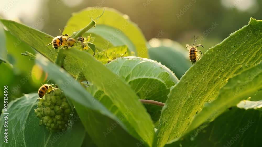 Exploring lush green foliage and dew-covered leaves in the early morning light at a tranquil garden space Exploring lush green foliage and dew-covered leaves in the early morning light at a tranquil garden space