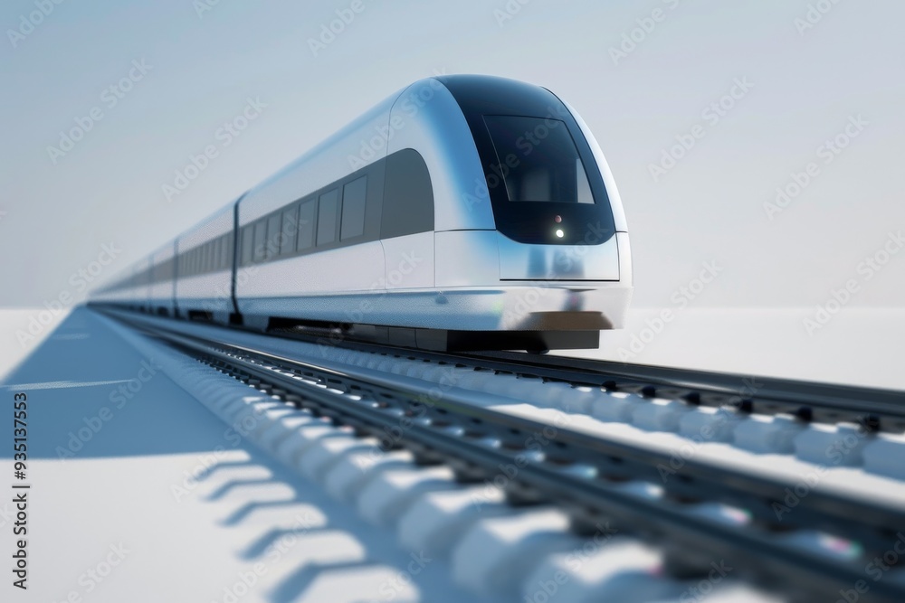 The monorail moves gracefully along the tracks, illustrating the efficiency of contemporary transit systems, A magnetic levitation train gliding smoothly above the tracks with minimal friction The monorail moves gracefully along the tracks, illustrating the efficiency of contemporary transit systems, A magnetic levitation train gliding smoothly above the tracks with minimal friction