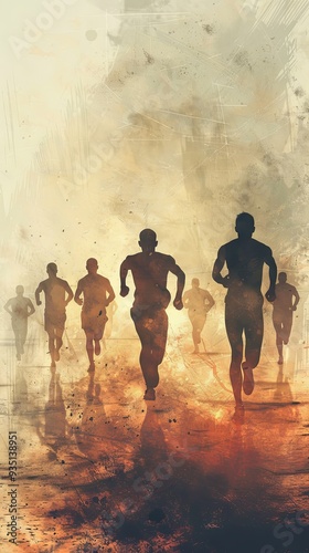 Gentle, abstract athlete silhouettes with ample space for text