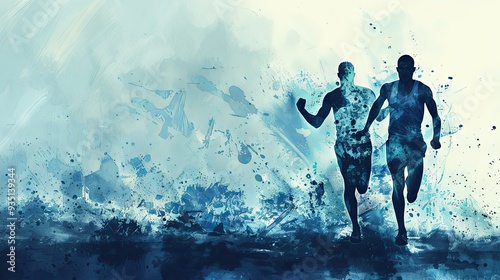 Gentle, abstract athlete silhouettes with ample space for text