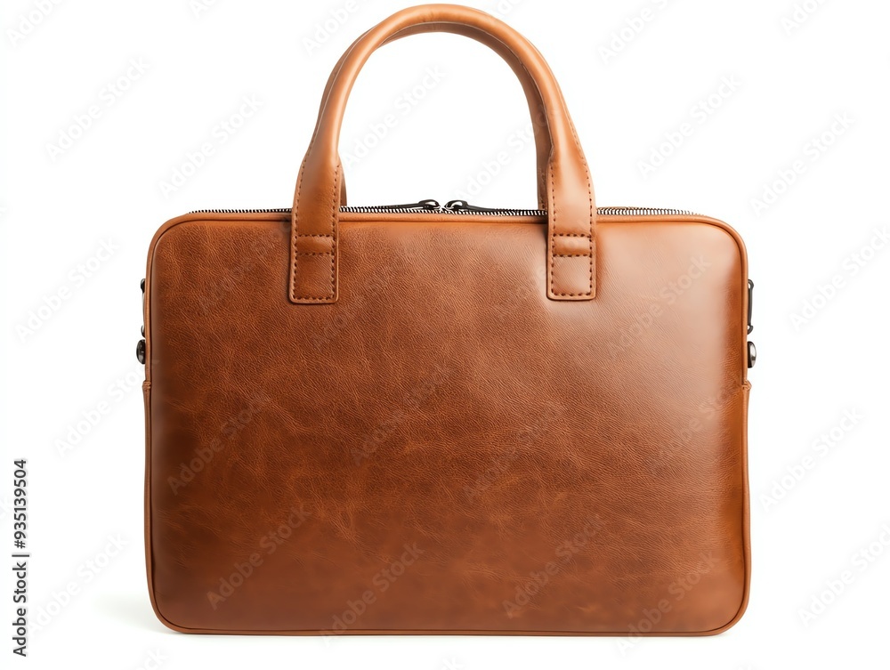 Leather laptop bag with a slim profile, focus on professional use and modern design