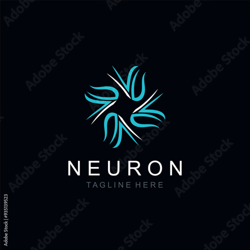 Neuron logo or nerve cell healthy abstract molecule design template