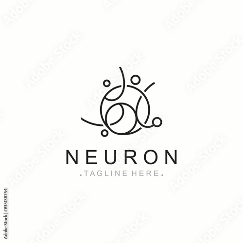 Neuron logo or nerve cell healthy abstract molecule design template