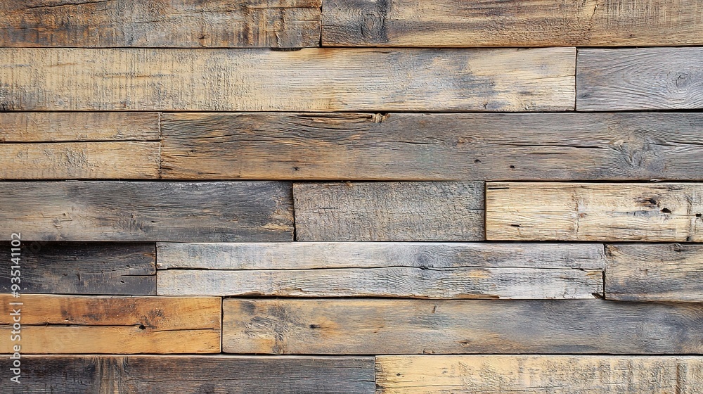 Naklejka premium Rustic Warmth: Reclaimed Wood Wall