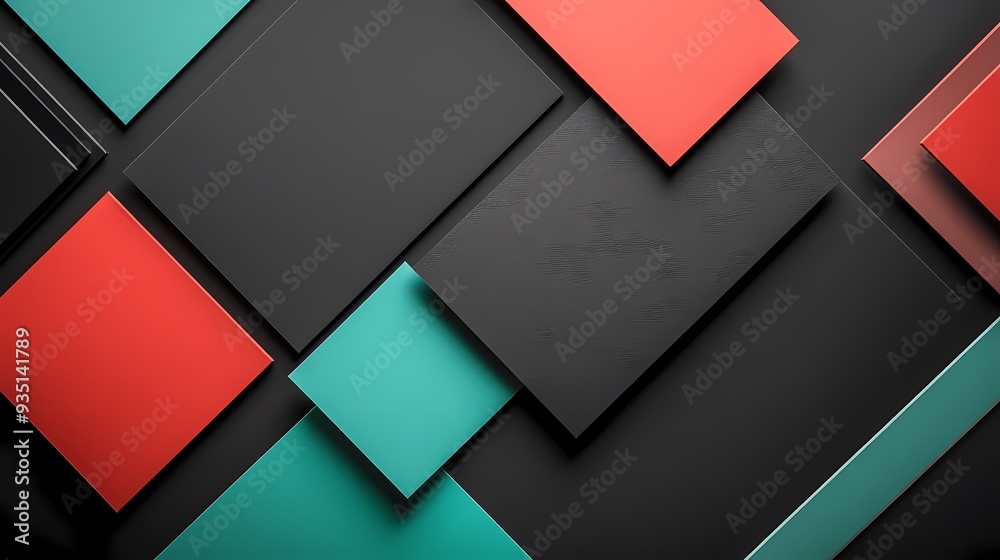 Abstract Geometric Pattern with Teal, Red, and Black Squares Abstract Geometric Pattern with Teal, Red, and Black Squares
