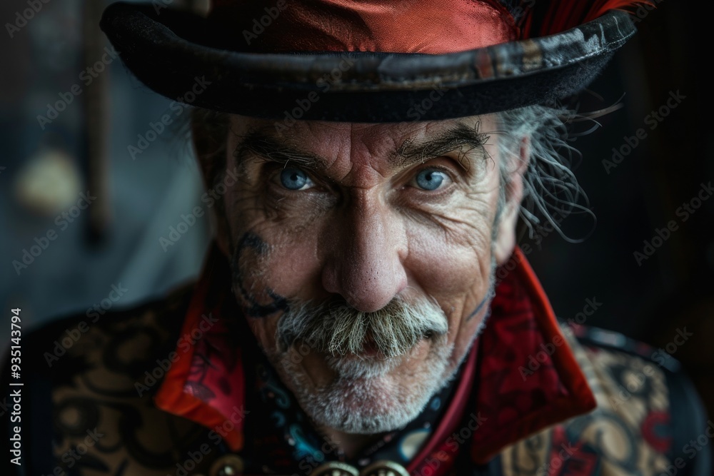 A distinguished man in a top hat and red jacket poses, showcasing a classic and stylish appearance, A ringmaster with a top hat and a booming voice, AI generated A distinguished man in a top hat and red jacket poses, showcasing a classic and stylish appearance, A ringmaster with a top hat and a booming voice, AI generated