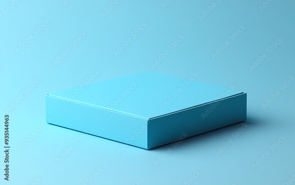 Simple matte sky blue box for singleuse sachets, same size as a sachet, with a matte sky blue sachet outside, plain background color E1F6FF Simple matte sky blue box for singleuse sachets, same size as a sachet, with a matte sky blue sachet outside, plain background color E1F6FF