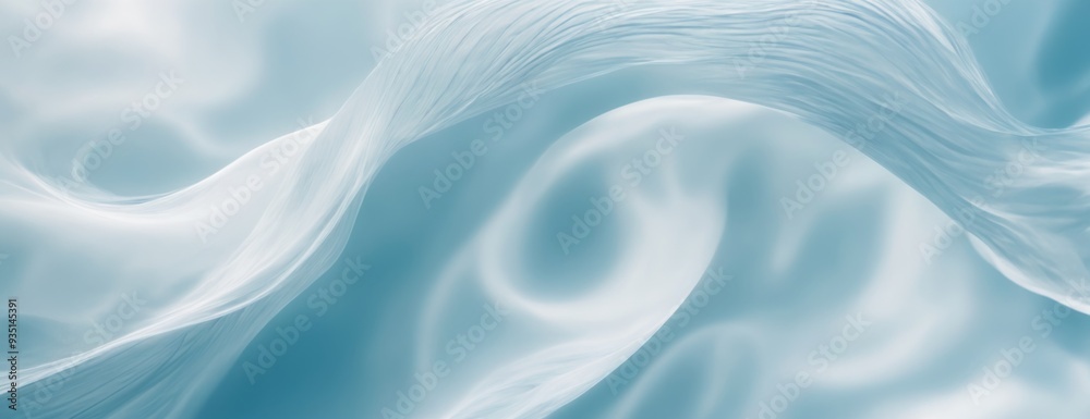 Fototapeta premium Abstract Light Blue Wavy Lines Creating Depth and Movement with