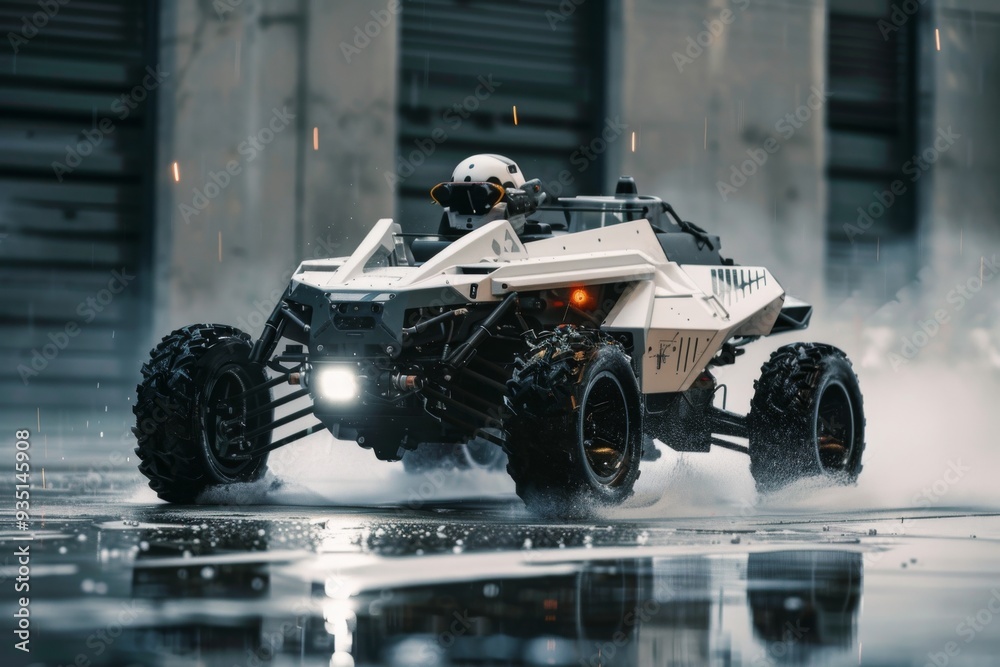A robotic vehicle performing autonomous missions in hazardous environments. AI generated A robotic vehicle performing autonomous missions in hazardous environments. AI generated