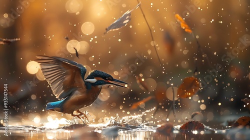 Fishing in little water with a kingfisher in motion