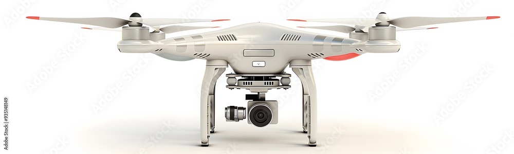 Modern drone with camera isolated on white. Modern drone with camera isolated on white.