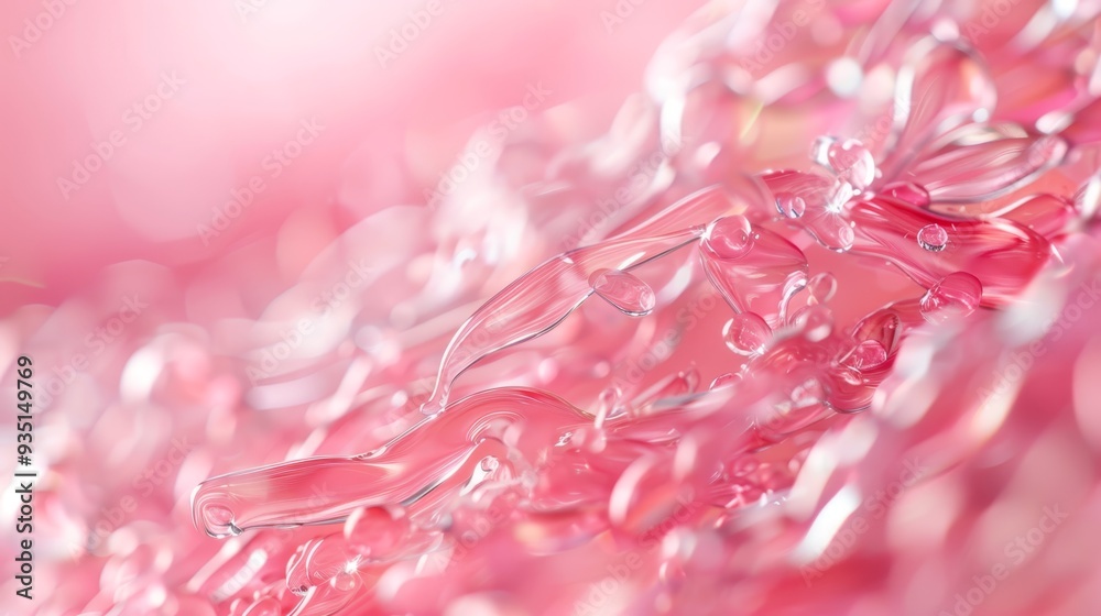 A tight shot of a rose-hued item resembling glass atop a pink backdrop, with a softly focused surround A tight shot of a rose-hued item resembling glass atop a pink backdrop, with a softly focused surround