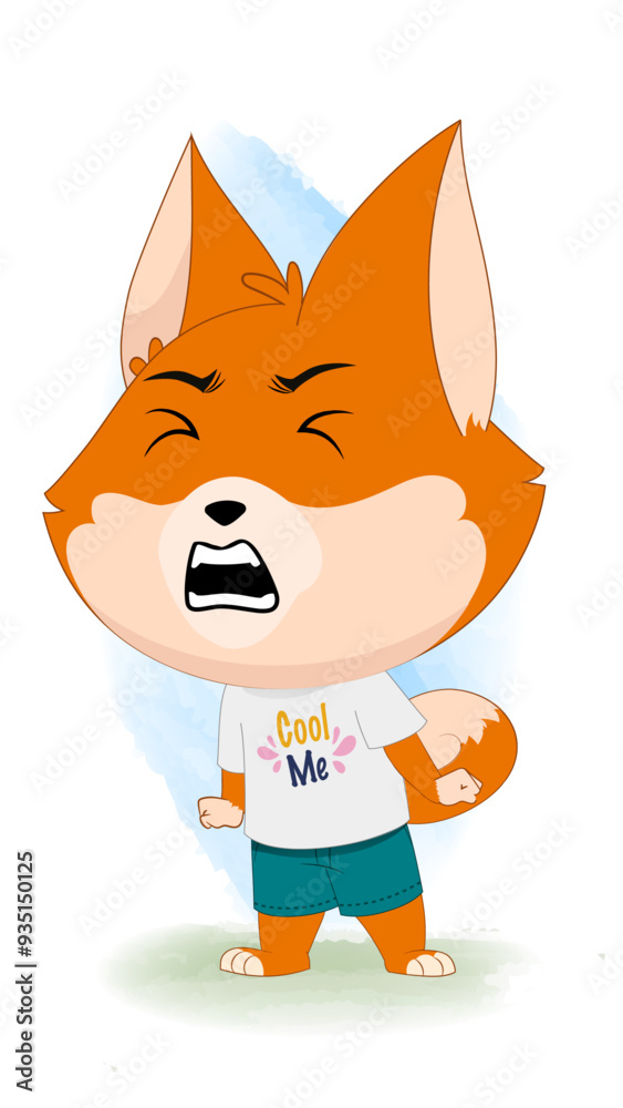 Angry dog Cartoon Character dressed summer cloths. Angry dog Cartoon Character dressed summer cloths.