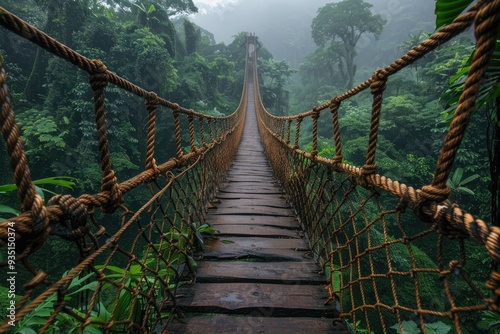 Rope bridge in the jungle,traveling and nature.