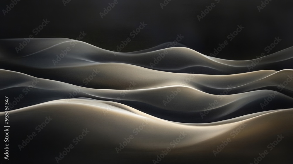 Obraz premium In this elegant abstract work, cool shades of darkness are used in the background to create a soft and peaceful atmosphere. The delicate texture of fine sand flows gently through the picture,