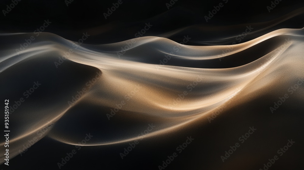 Obraz premium In this elegant abstract work, cool shades of darkness are used in the background to create a soft and peaceful atmosphere. The delicate texture of fine sand flows gently through the picture,