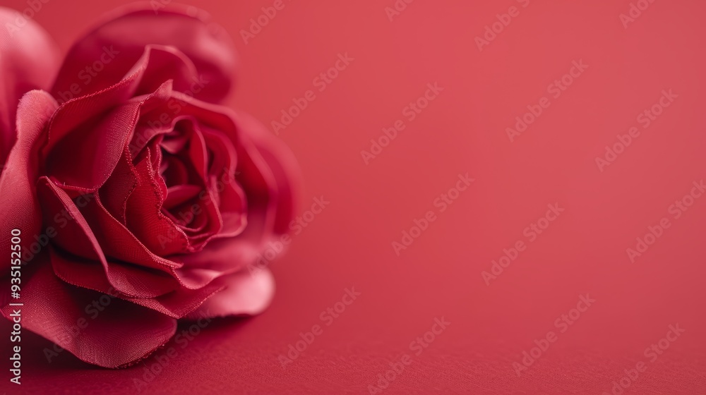 A red rose in sharp focus against a soft, solid red backdrop A red rose in sharp focus against a soft, solid red backdrop