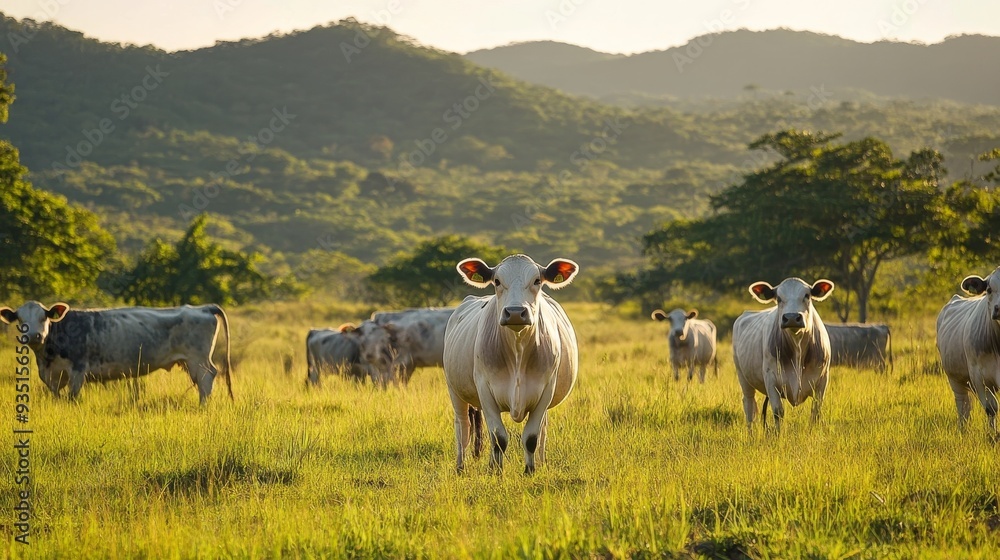 Fototapeta premium Costa Rican Brahman cattle from Guanacaste's pastures