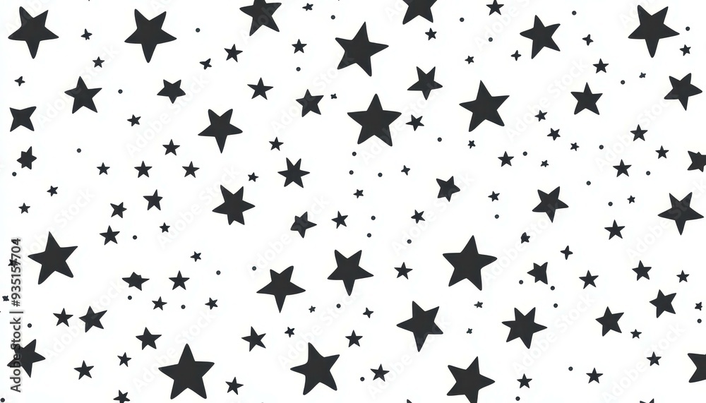 Naklejka premium A stunning black and white design featuring small stars in various sizes, perfect for adding a touch of whimsy.